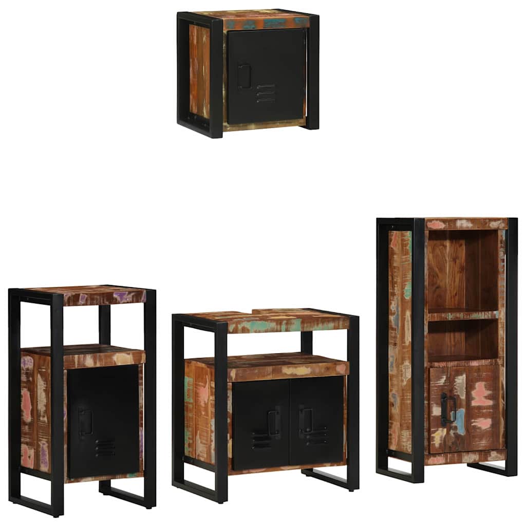 Bathroom Furniture Set with Shelf 4 pcs Solid Reclaimed Wood