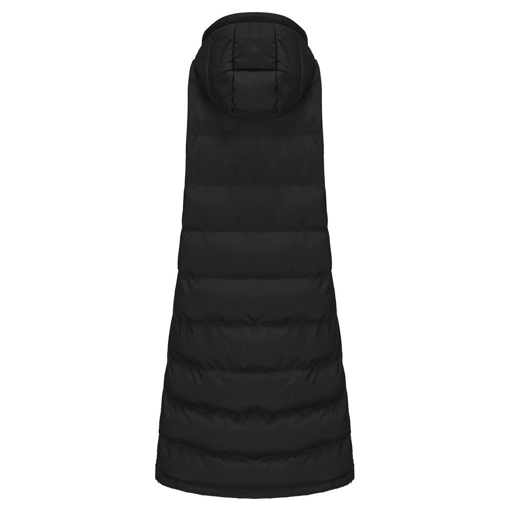 Women’s Coats Hooded Sleeves Long Style Solid Color Vest Quilted Jacket Autumn Winter Thick Warm Outer Wear