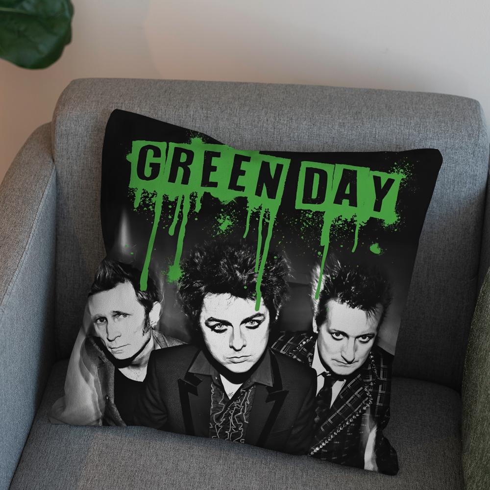 Band Green Day Povlak na polštář do auta na pohovku Dekorační Domácí Oboustranný Tisk Plyšový Čtvercový Polštář Potah