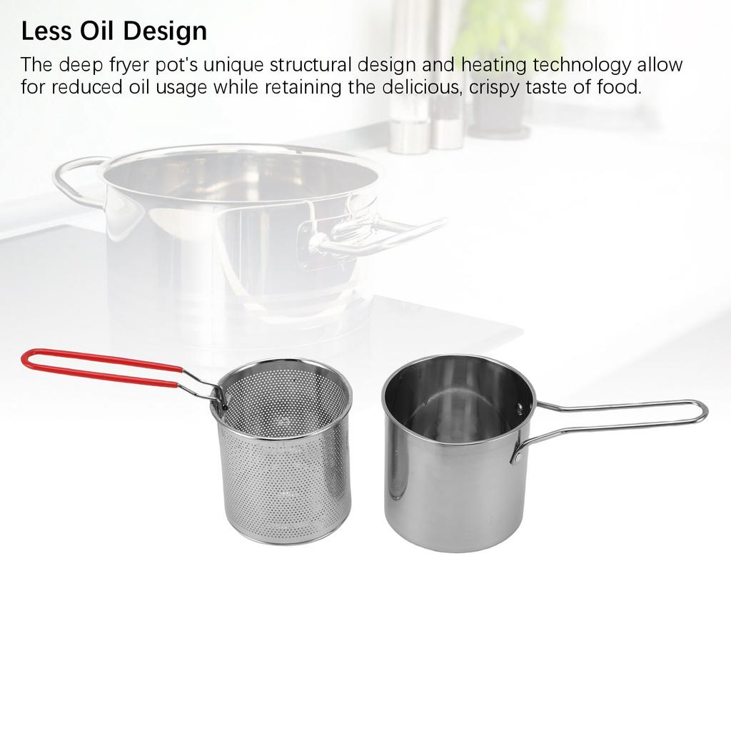 Fritteusentopf mit Korb 304 Edelstahl Kochölbehälter mit Nudelsiebkorb für Küche Pommes Frites Hähnchen