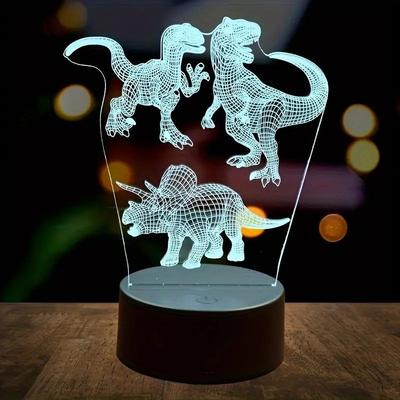 Gece lambası lamba dinozor 3D lamba akrilik gece lambası dekoratif süsler 19cm