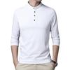 Youth Men's Trendy Long-Sleeve Stand-Up Collar Polo Cotton Shirt