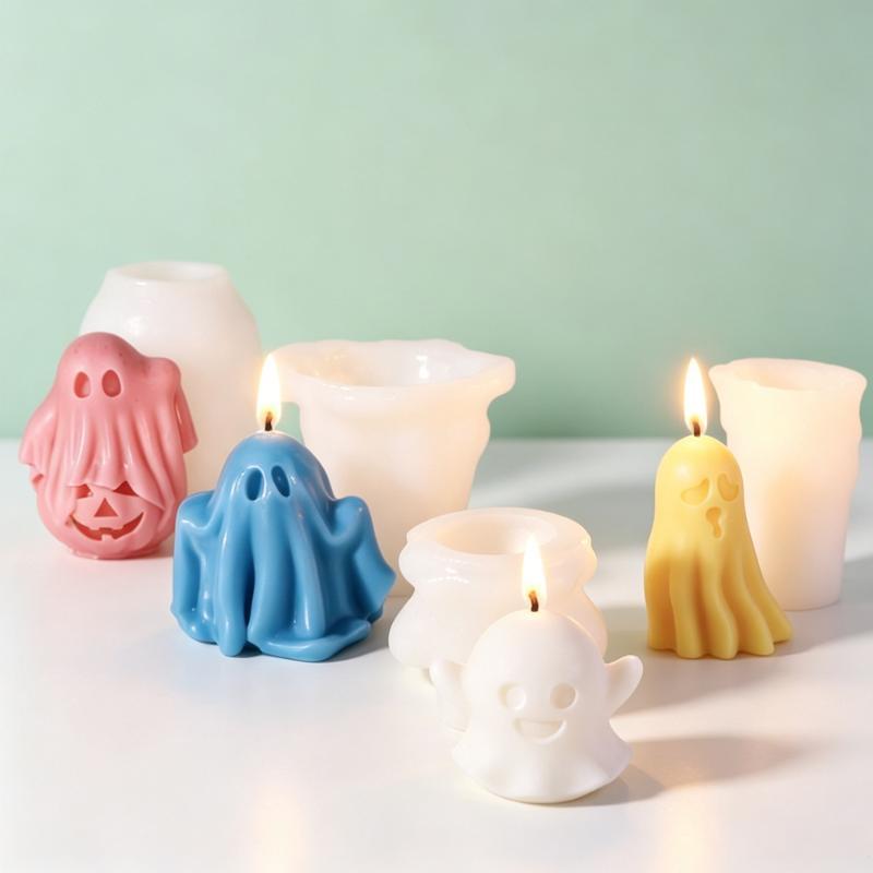 Diy Halloween Ghost Candle Silicone Mold Aromatherapy Candle Plaster Handmade Soap Mould Halloween Decoration