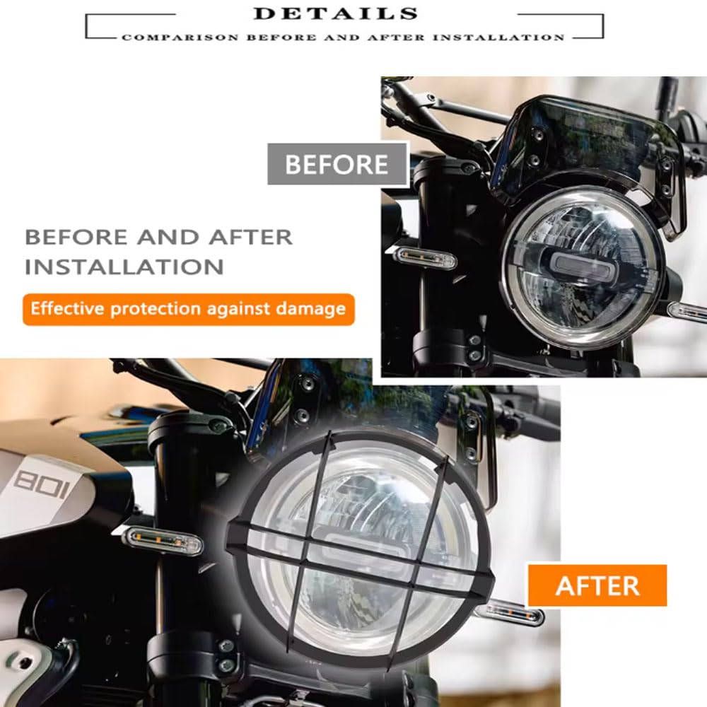 Headlight Protector for SVARTPILEN 801 (2024) Motorcycle Headlight Cover, Headlight Guard, Grille Guard [Parallel Import]