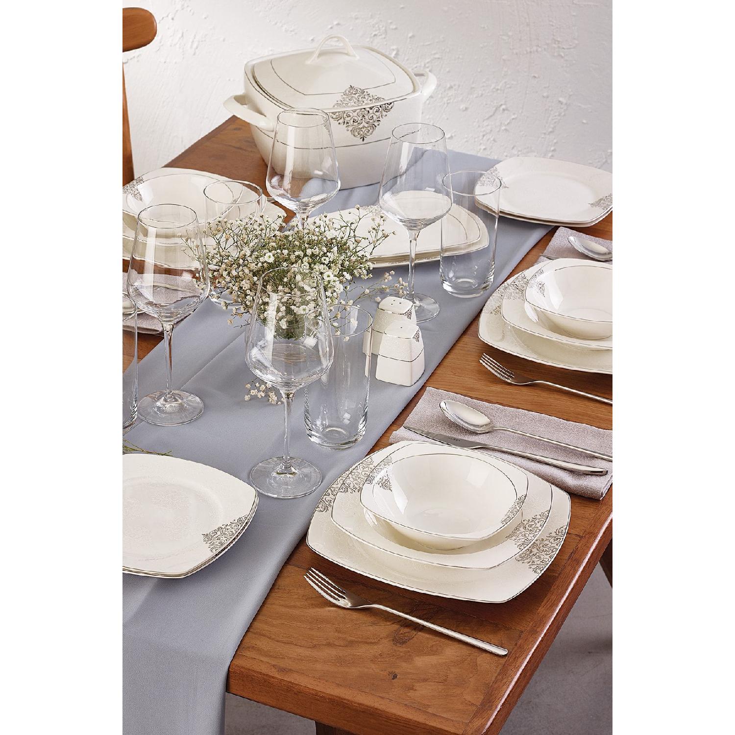 

Порцеляновий обідній набір Yasemin на 60 предметів на 12 осіб, платиновий