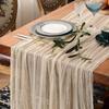 1pc Crinkled Table Runner, Coarse Tablecloth for Bohemian Country Wedding Decoration, Bridal Shower, Holiday Party