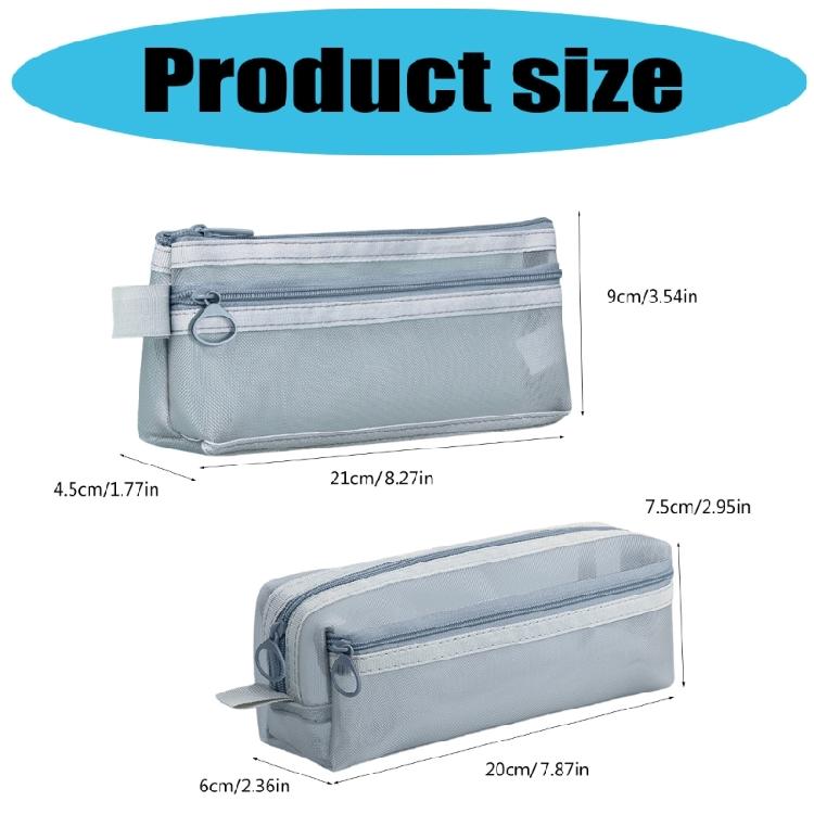 High Capacity Pen Bag Clear Mesh Pencil Case Double Layered Pen Organizers Art Supplies Organizers Travel Cosmetic Bag
