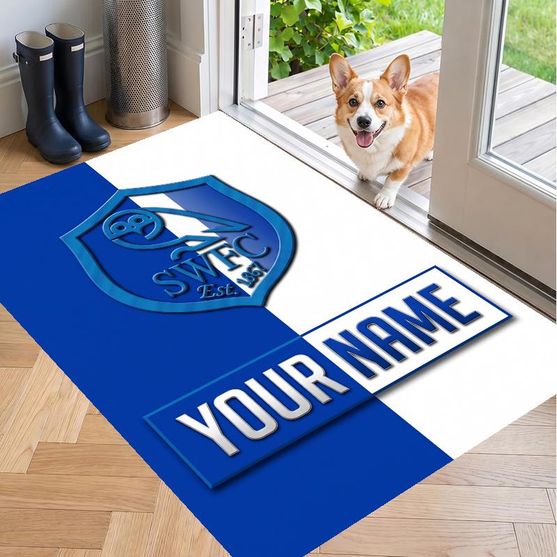 Custom Name Sheffield Wednesday Crystal Velvet Floor Rug Personalized Text Soft Carpet Home Decor