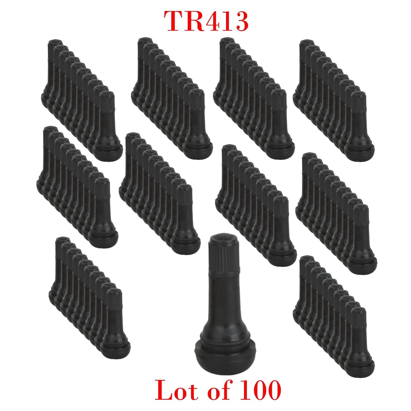 Lot 100 TR 413 Snap-In Tire Valve Stems Short Black Rubber MOST POPULAR VALVE