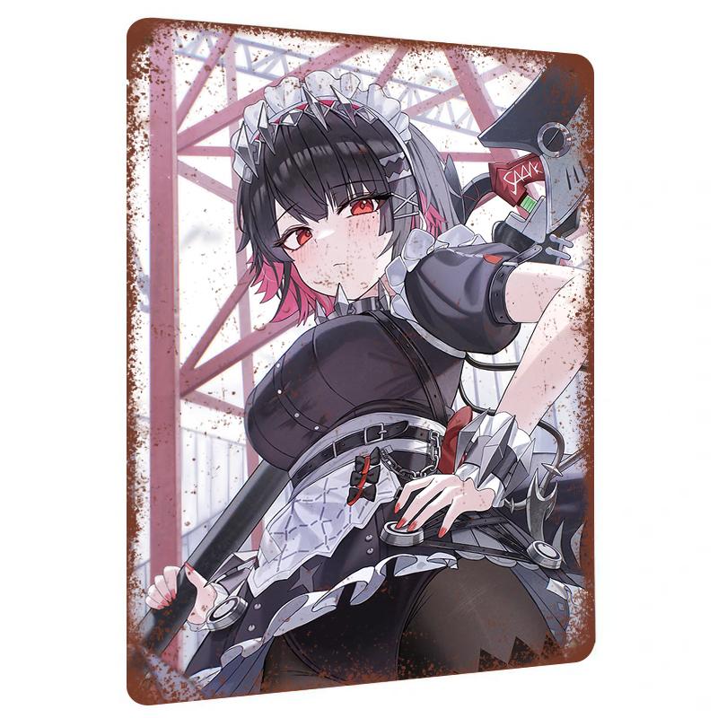 

Gothic Mechanical Maid Anime Metal Wall Art Custom Dark Style Girl Decorative Painting 7.9x11.8In(20x30cm)