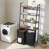 4 Tiers Laundry Sorter Tall Laundry Hamper with Shelves & Hooks 2 Section