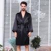 Men's Plus Size Silk-Feel Yukata: Lightweight Long-Sleeve Summer Robe & Pajamas