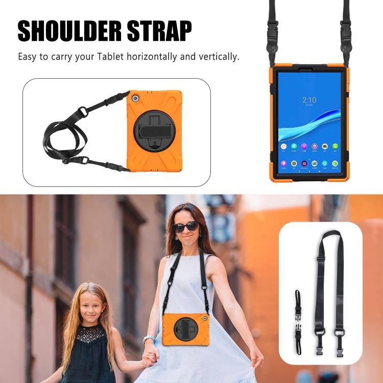 For Lenovo Tab M10 HD 2nd Gen TB-X306X Shockproof Colorful Silicone + PC Protective Case with Holder & Hand Grip Strap & Shoulder Strap