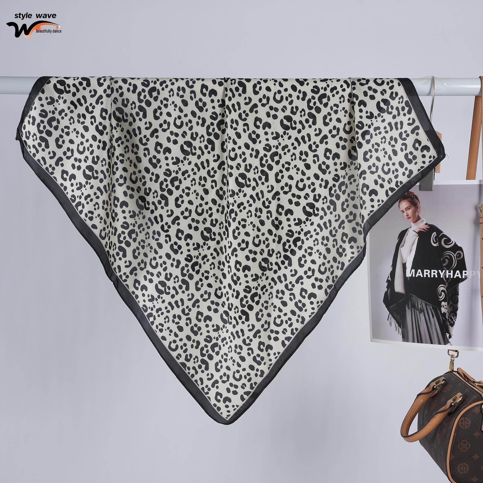 Classic Leopard Print Silk Scarf for Women - Spring/Summer Satin Neck or Head Scarf 70*70CM