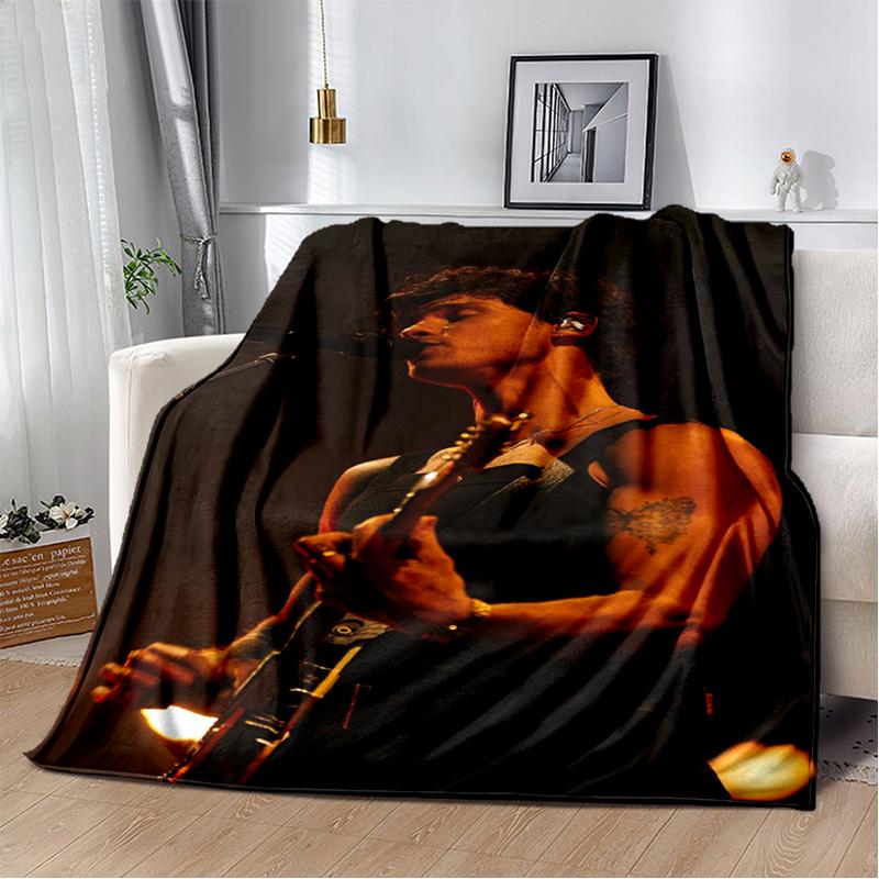 3D Shawn Mendes Handwritten Singer Soft Plush Blanket,Flannel Blanket Throw Blanket for Living Room Bedroom Bed Sofa Kid Gift