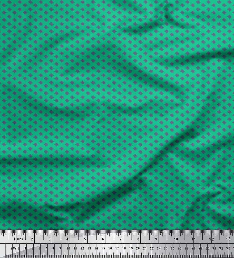 

Тканина Soimoi Black Poly Crepe Тканина з крапковим принтом Ikat на метри 42 дюйми 42 Inch Wide - Poly Crepe зелений