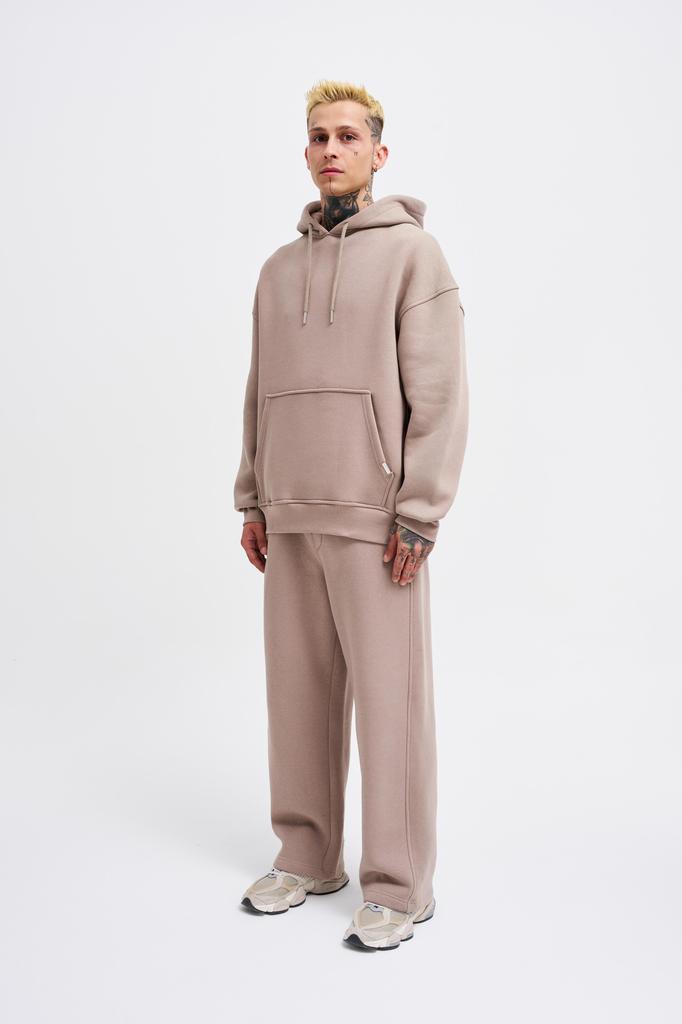 Męska Bluza Oversize Basic z Kapturem - Szary Lód
