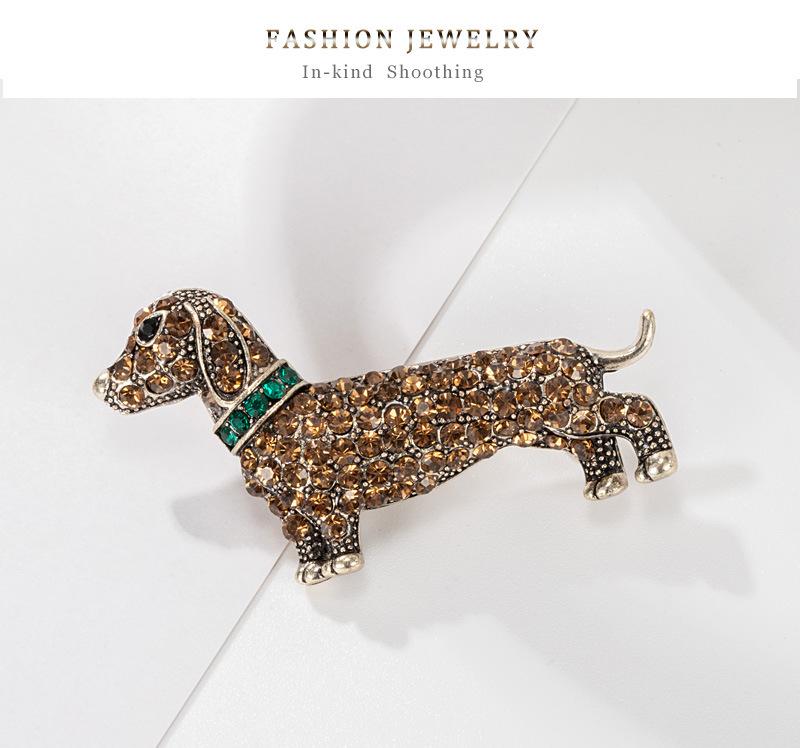 Women Men Exquisite Luxury Crystal Dog Brooch Pin