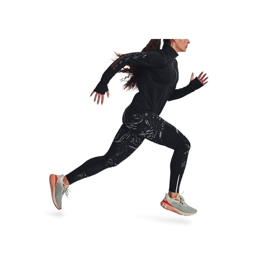 Under Armour Run LAA Letter Pattern Print 1/2 Zip Running Long Sleeve T-Shirt Women Tops Black 1379341-001