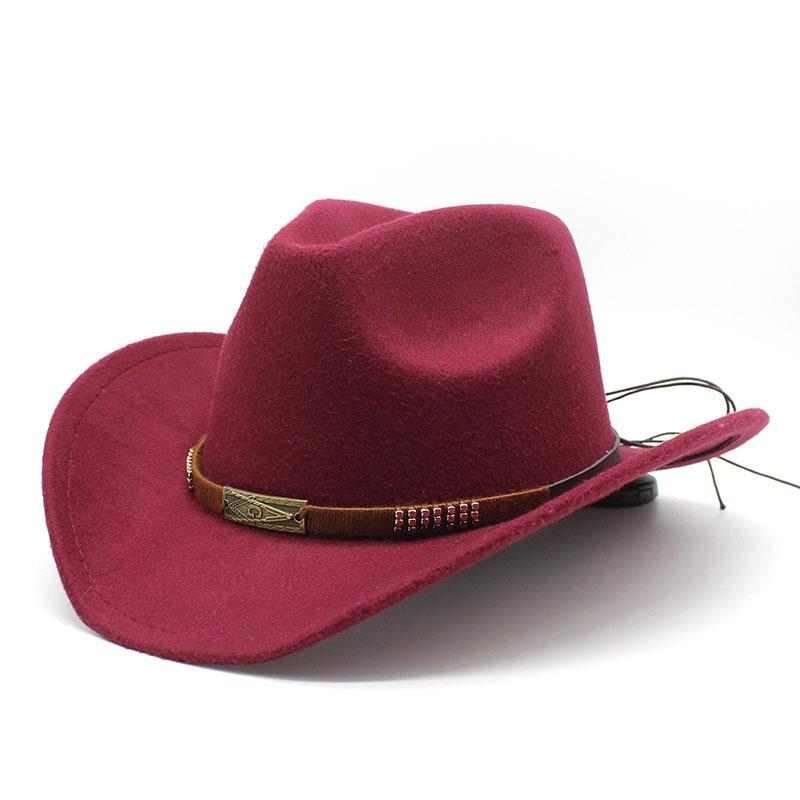 Woolen Jazz Hat Metal Belt Cowboy Hat Roller Hat Men'S And Women'S Western Cowboy Gift Hat
