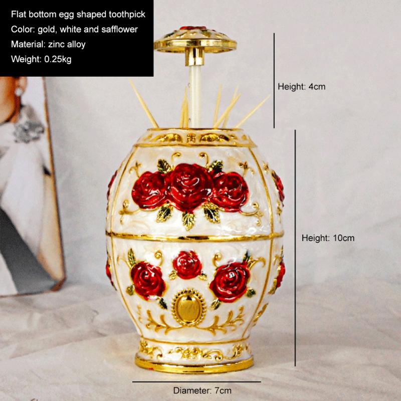 Automatic Up Toothpick Holder Metal Vintage Color Electroplating Egg Shaped Creative Guest Tea Room Restaurant Supplies