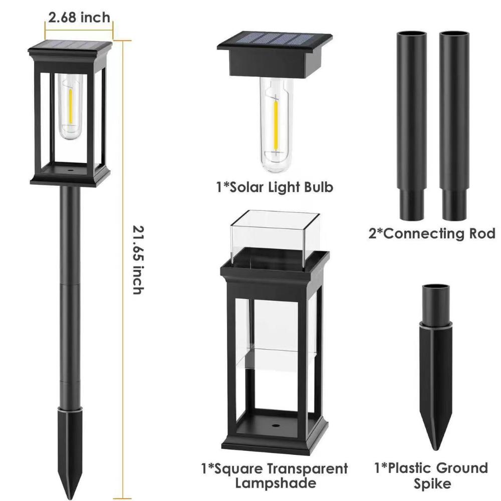 2-6PCS Warm Solar Square Floor Plug Light, Waterproof Lawn Light Outdoor Garden Light Suitable for Garden, Door, Christmas, Halloween