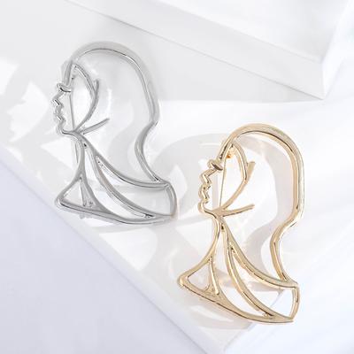 Versatile Alloy Hollow Portrait Brooch Creative Simple Men'S And Women'S Suit Cardigan Corsage Jewelry Pin