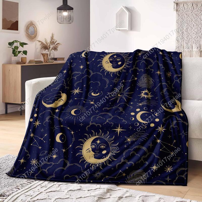 Star Moon Pattem Blanket Counts SoftThrow Blanket Air-conditioned Room Relaxation Warm Decorative Nap Custom Blankets