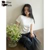 Women's Straight Shoulder Slim-Fit Round Neck Short Sleeve T-Shirt