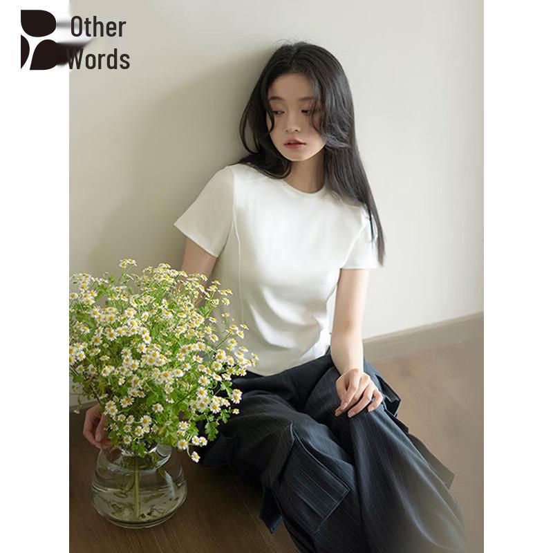Women's Straight Shoulder Slim-Fit Round Neck Short Sleeve T-Shirt