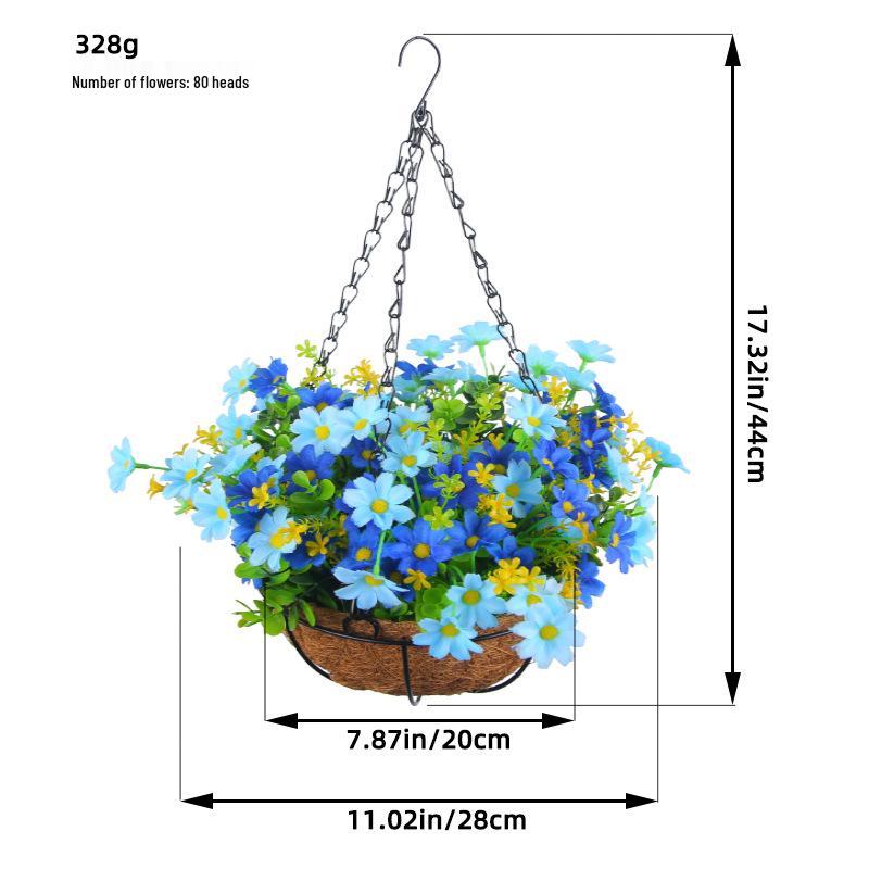 Frühlingsblumen-Hängekorb mit Schleife - Kranz Heimdekoration