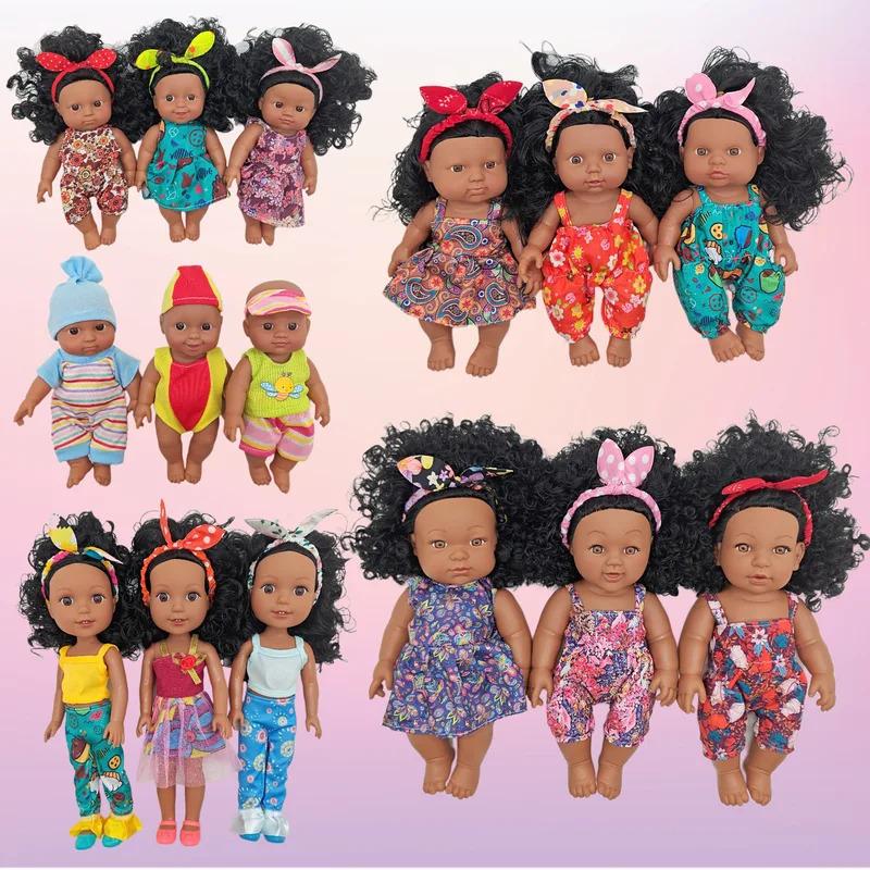 African Dolls Cute Soft Rubber Simulation Reborn Dolls Kids Toys Kids Birthday Gifts African Style Dolls Simulation Music Toys