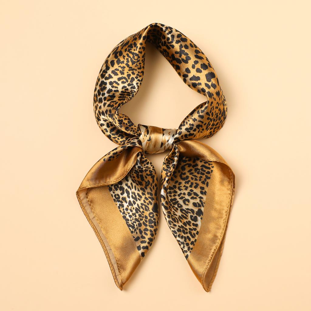 Luxury Leopard Print Print Female Silk Neck Scarf Square Hair Scarves Foulard Head Band Shawls Wraps Neckerchief Bandana Women