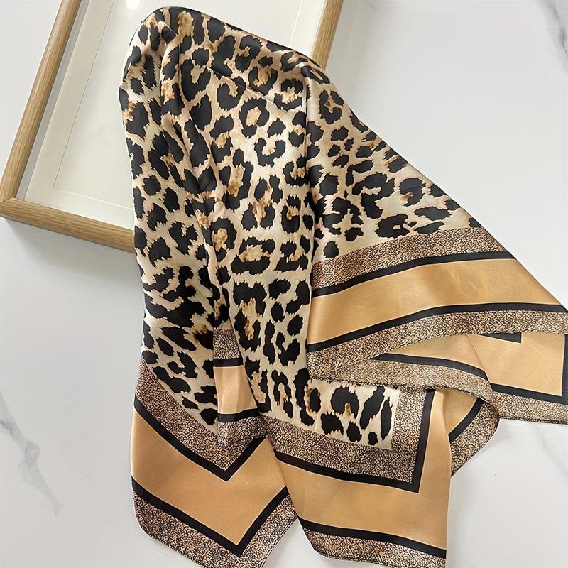 Light Luxury Leopard Print Bandana, bohemian style non-elastic scarf. Versatile headwear and neckwear for everyday wear