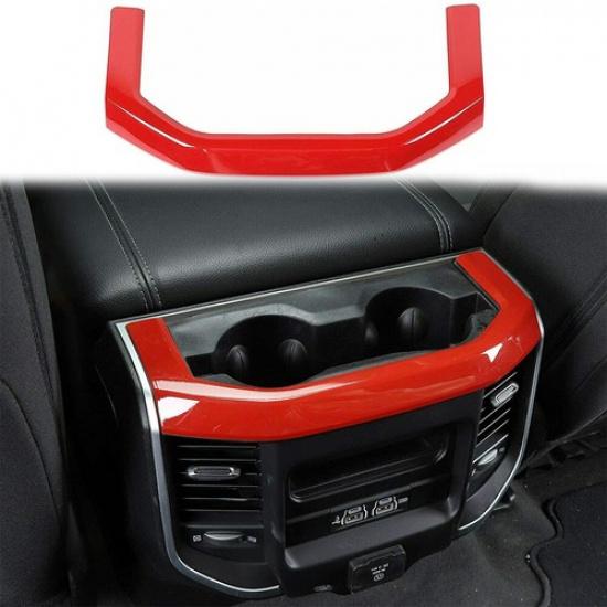 Red Interior Rear Cup Holder Panel Trim Decor Cover for Dodge Ram 1500 2018+