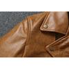 Chinese Size Men Leather Jackets Oil Waxed Yellow Brown Genuine Cow Leather Jacket for Men Cowhide Motorcycle Biker Jackets