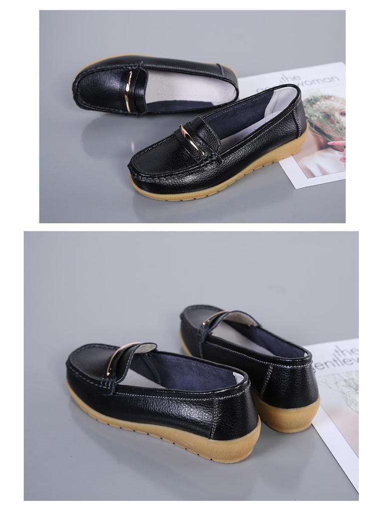 2025 Women's Genuine Leather Cowhide Wedge Heel Shoes - Soft Sole for Middle-Aged & Elderly Moms