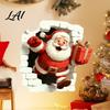 Seasonal Wall Decor Christmas Santa Stickers 3D Claus Reindeer Break-Through Self-Adhesive Decals Decal Removable Window Stickers for Living