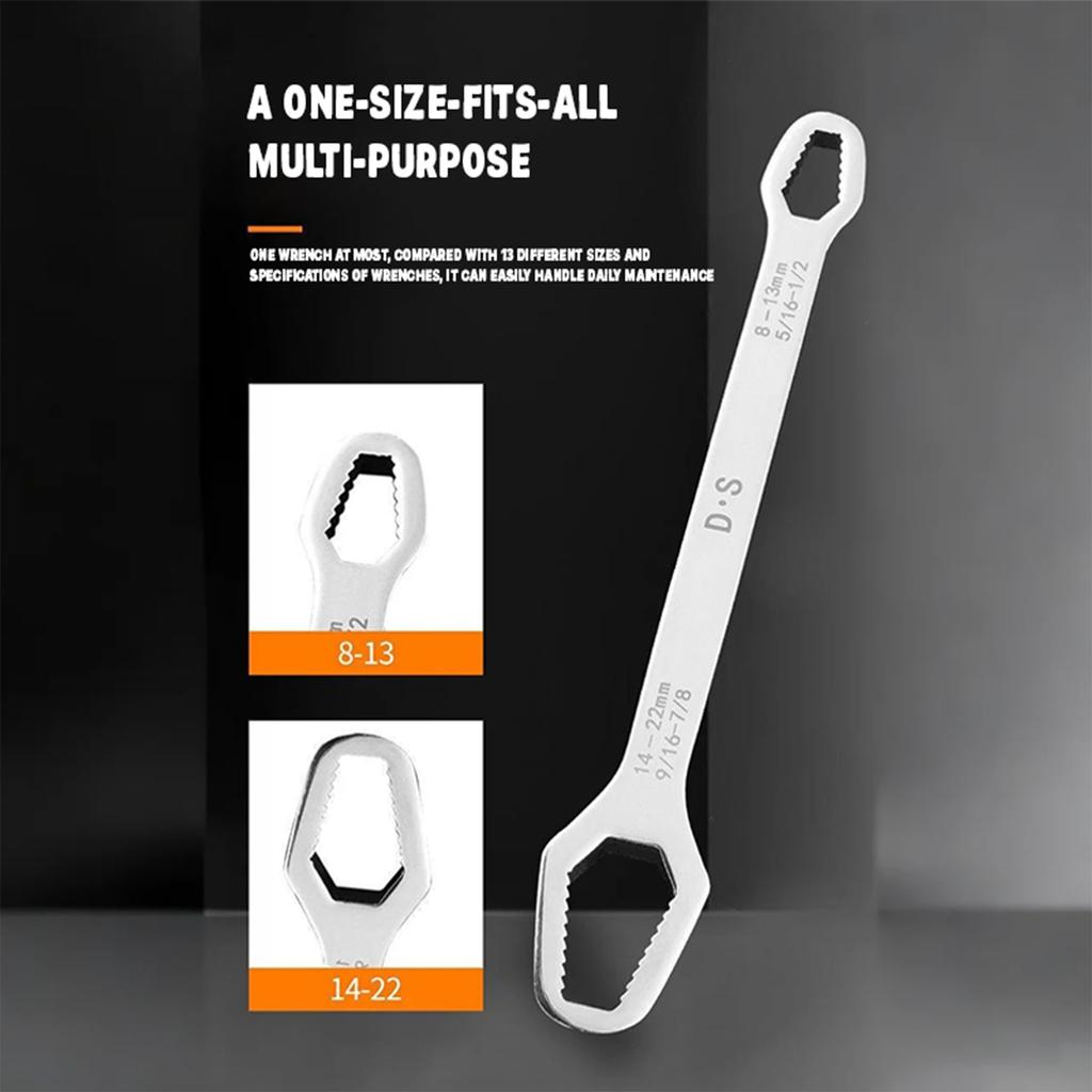 Adjustable Universal Torx Glasses 8-22mm Repairing Tools Ratchet Spanner For Motorcycle Car Wrench(Silver)