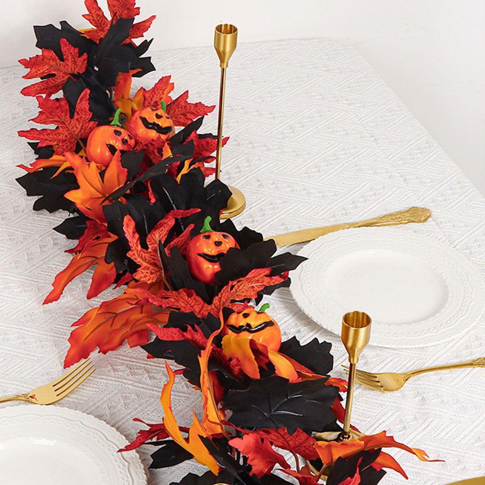 Realistic Artificial Maple Leaf Garland Plastic Artificial Hanging Vine Garland  Front Door Decor