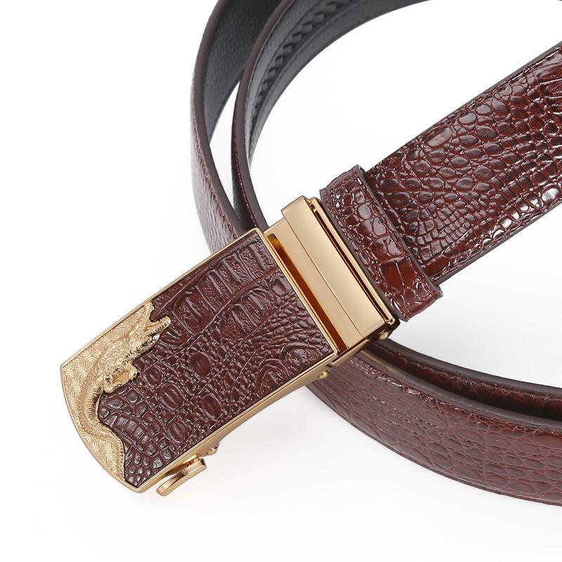 Premium Alloy Automatic Buckle Men'S Pure Cowhide Belt Business Fashion Versatile High-End Crocodile Pattern Belt