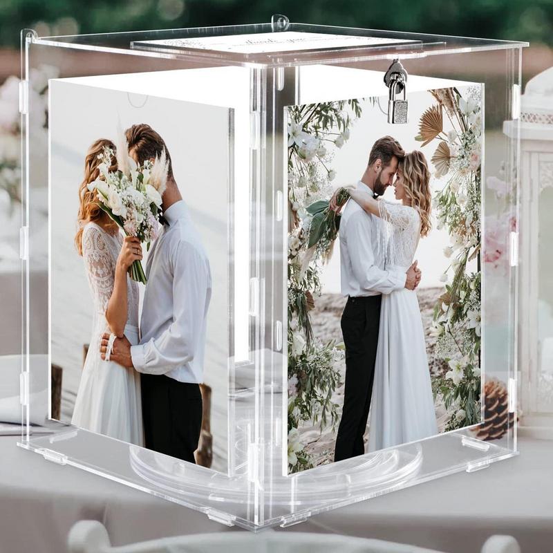 Acrylic Wedding Card Box With Lock For Birthday Party Baby Shower Reception Transparent Money Card Box Letter Envelope Boxes