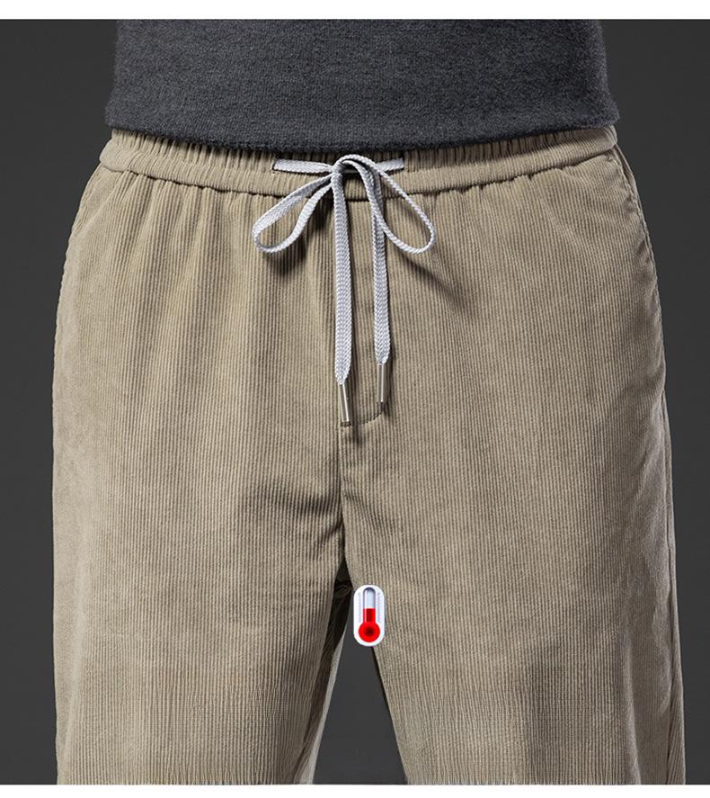 Men's Loose Fit Corduroy Casual Pants - Soft, Breathable, Elastic Waist with Drawstring