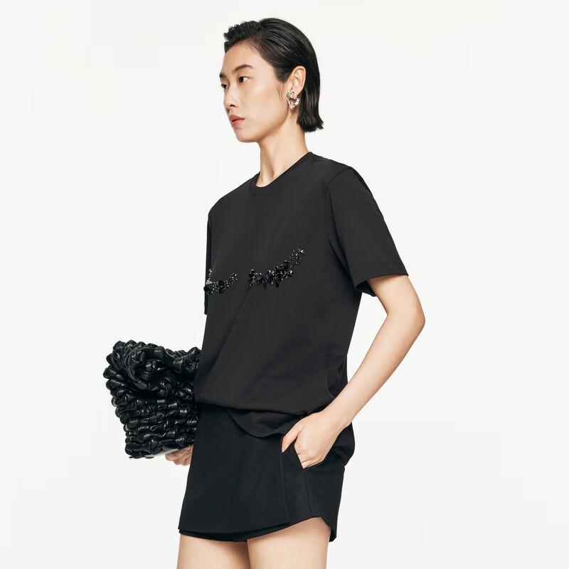 JNBY Women s Sequin Embellished Loose Fit Cotton T-Shirt M