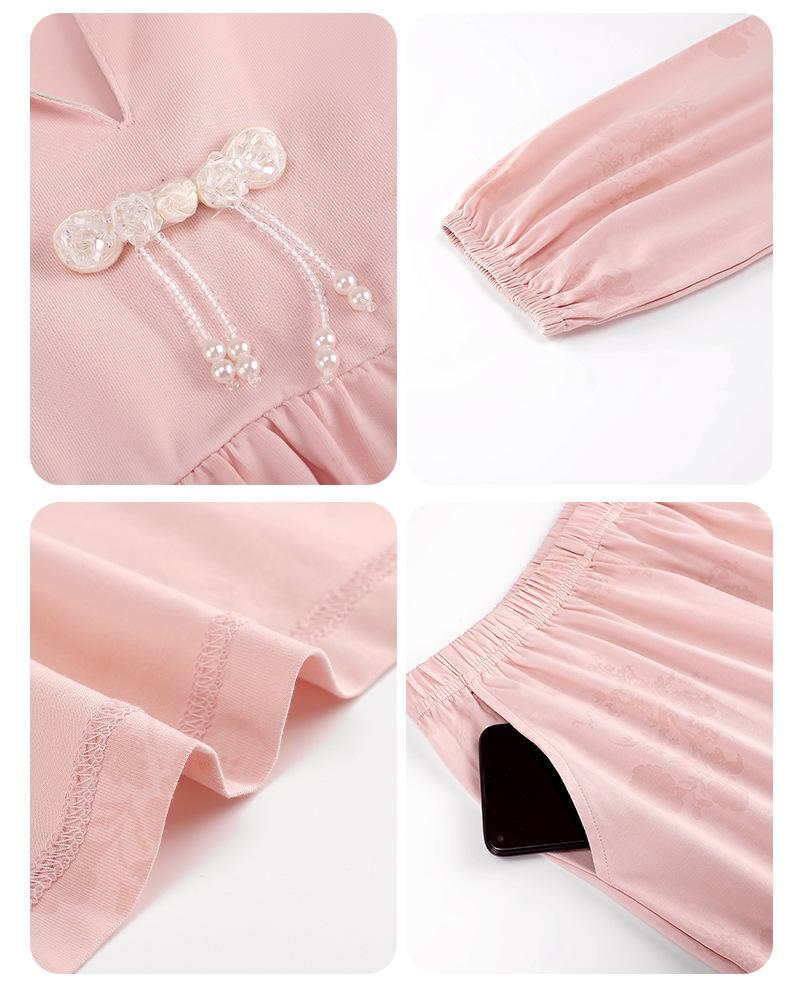 2024 Damen Langarm Baumwollpyjama: Neuer chinesischer Stil, Herbst/Frühling-Pullover für drinnen/draußen