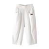 Dámské módní jednobarevné bavlněné lněné elastické kalhoty, plážové kalhoty pro volný čas, dámské tepláky se širokými nohavicemi