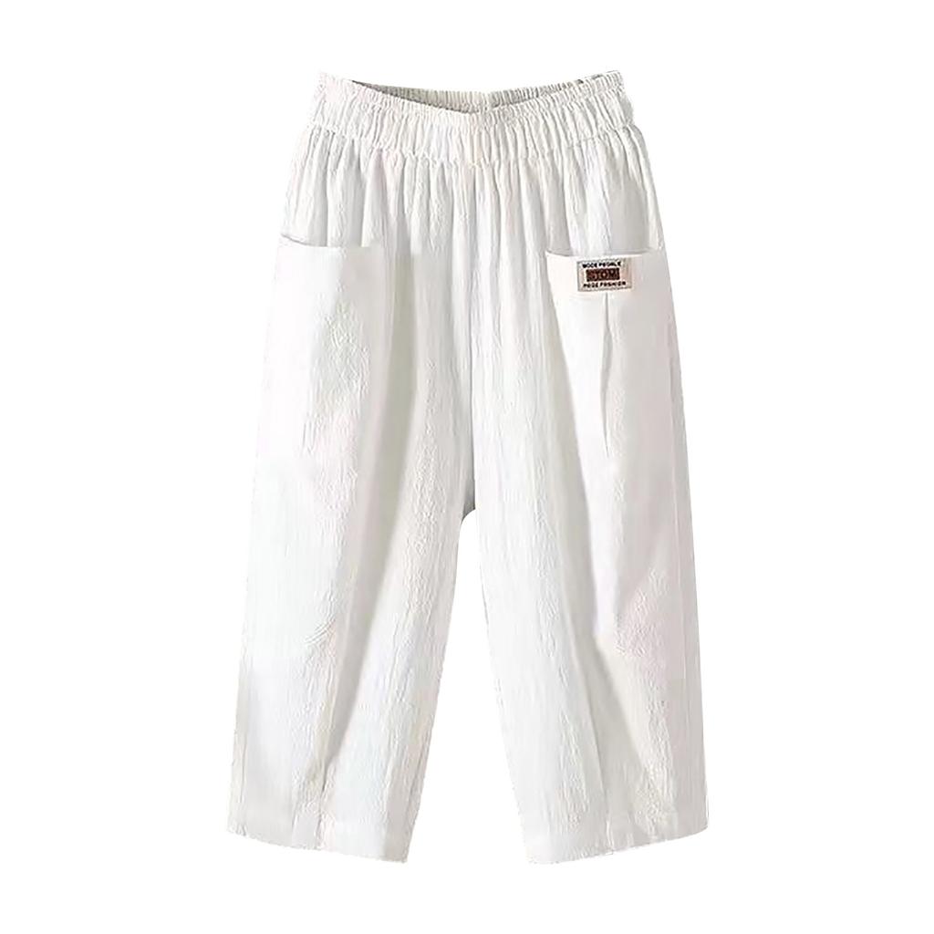 Women Fashion Solid Color Cotton Linen Flax Elastic Pants Beach Leisure Trousers Womens Wide Leg Sweatpants for Women