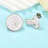 New World Peace Theme Enamel Brooches Dove Olive Branch Symbol of Peace Design Pins Bulk