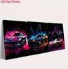Sports Car Bedroom & Living Room Wall Mural: Decorative Oil Canvas Painting with Pine Wood Frame
