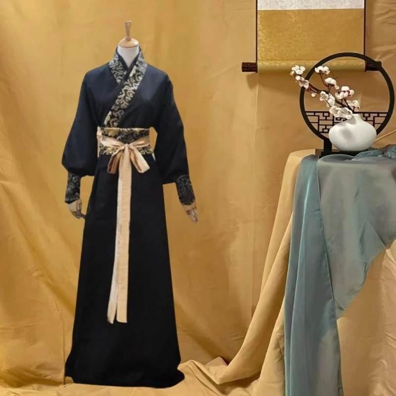 Hanfu Performance Costume With Rich Fabric And Decorative Belt For Stage And Ceremony Use